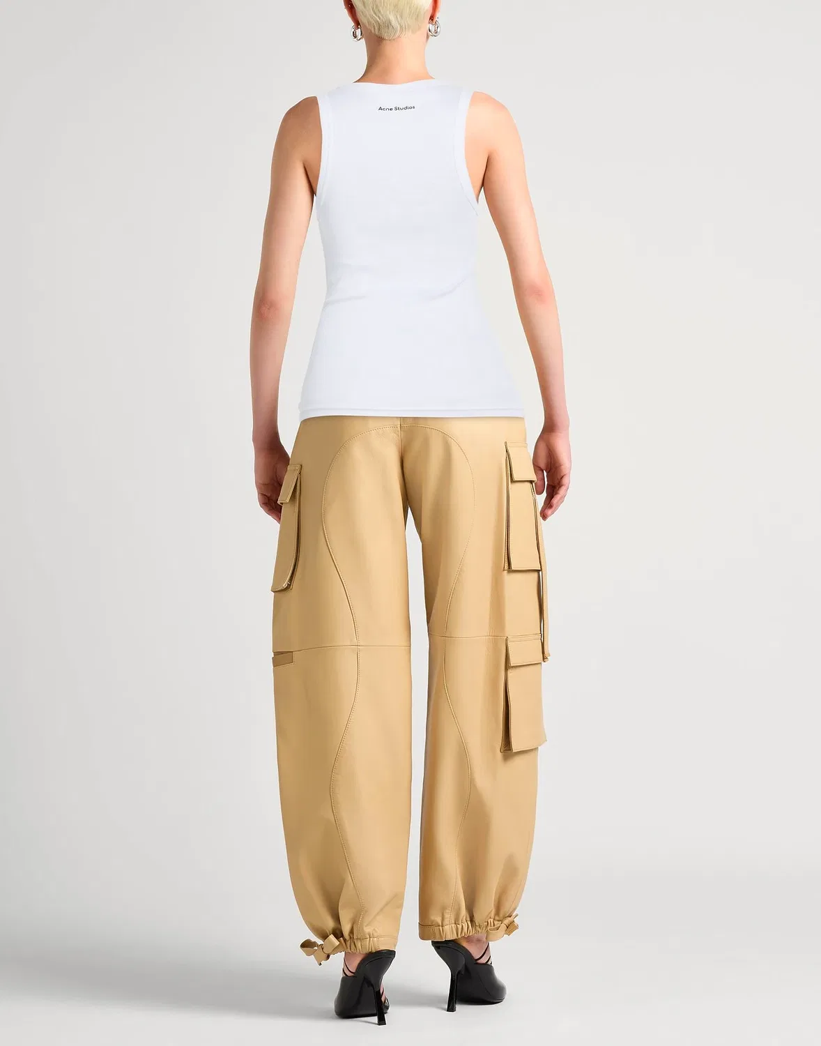 Женская майка-майка без рукавов с принтом и логотипом Acne Studios, белый — фото 3