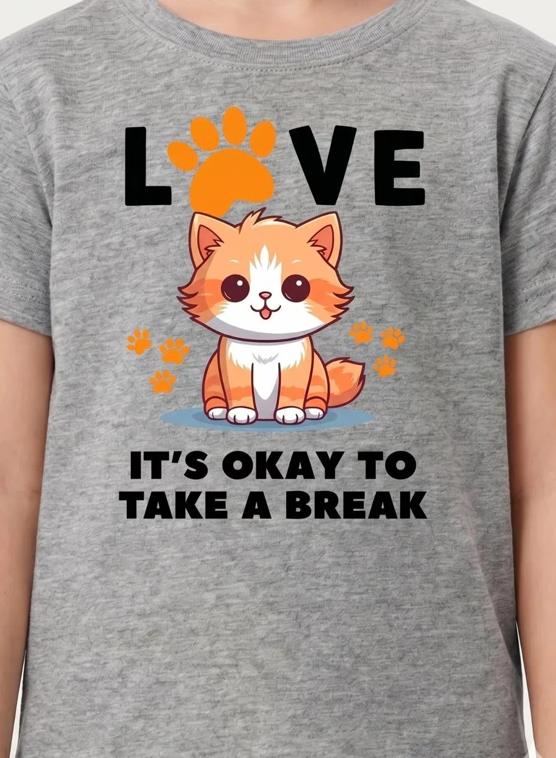 Футболка с принтом Take a break Babyqlo, серая — фото 4