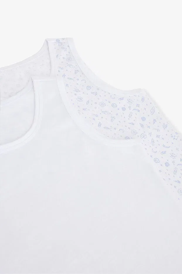 Детское для мальчиков белье хлопковое Optik white boys' cosmic cotton 2-piece undershirt Penti, Optical White — фото 4