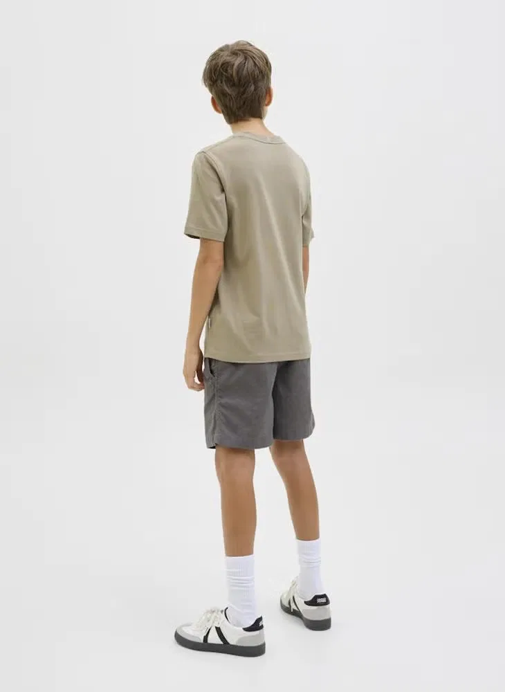 Шорты детские на кулиске с логотипом Jack & Jones Junior, серый — фото 2