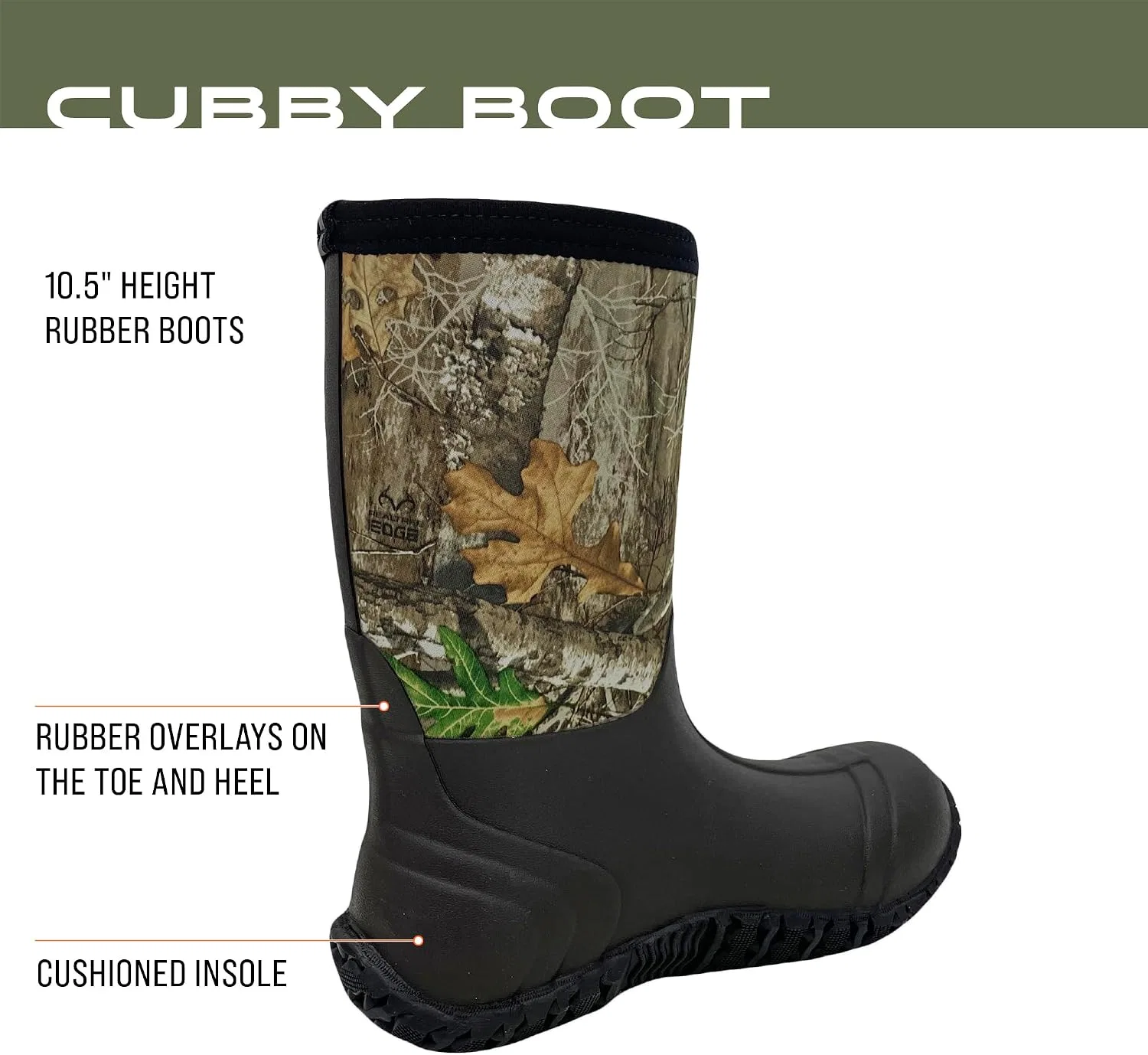 Детские резиновые сапоги для девочек с неопреновым верхом FROGG TOGGS Cubby, Realtree Edge — фото 4