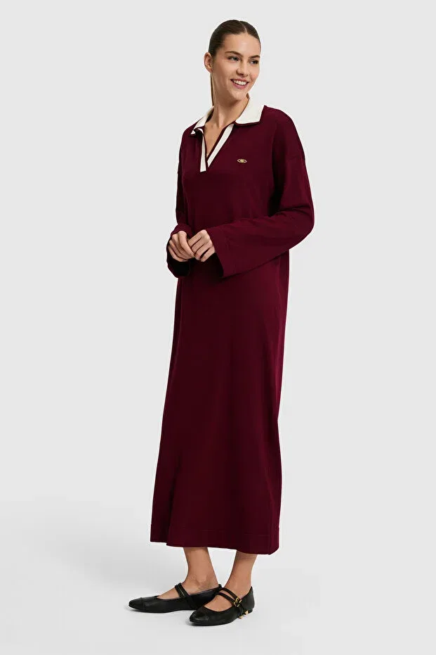 Женское платье трикотажное с длинным рукавом U.S. Polo Assn., Burgundy — фото 3