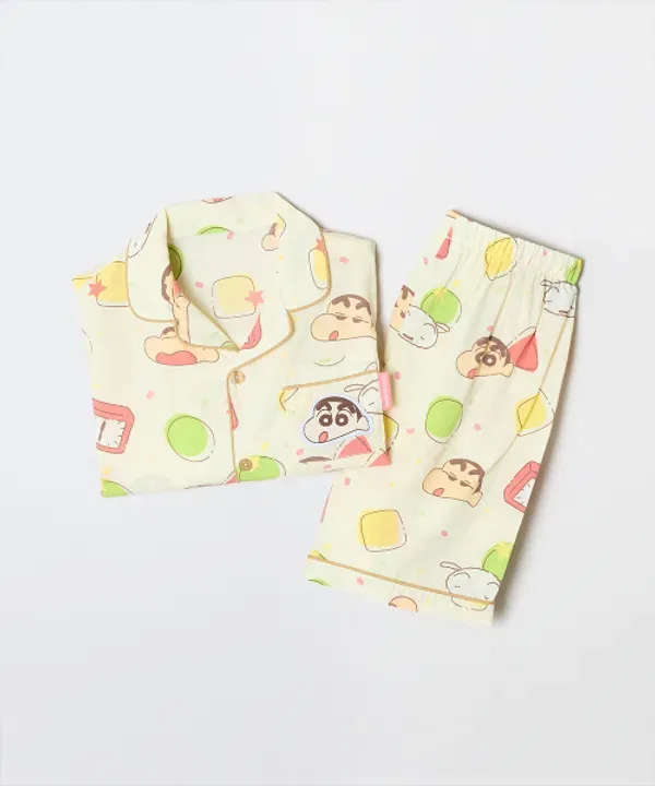 Пижама с коротким рукавом, Crayon Shin-chan, Spao Kids, слоновая кость — фото 4