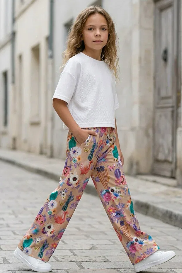 Детские широкие брюки для девочек хлопковые Lumy Colorinas, Fusya