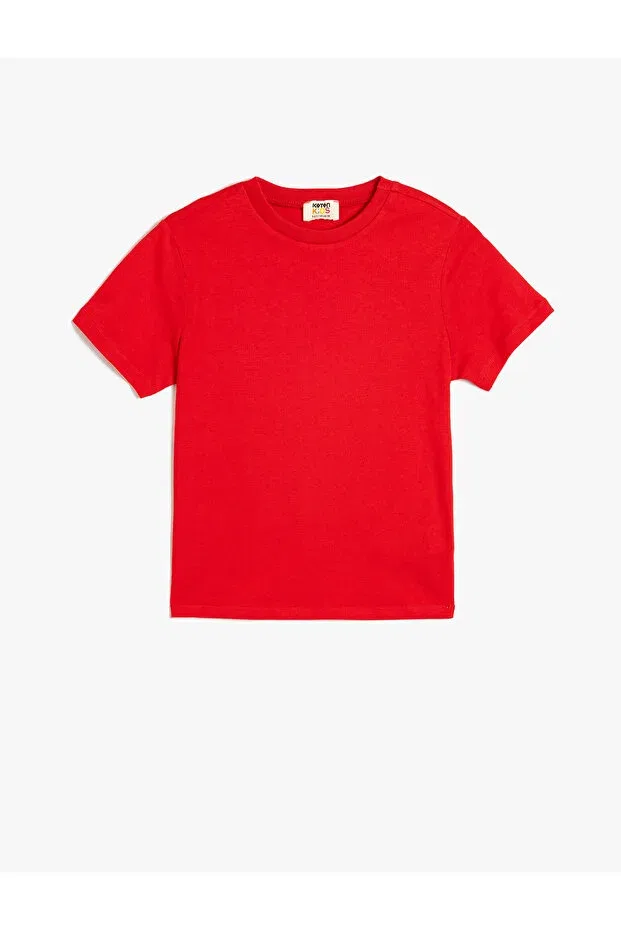 Детская футболка для мальчиков хлопковая Basic t-shirt short sleeve crew neck cotton Koton, Red