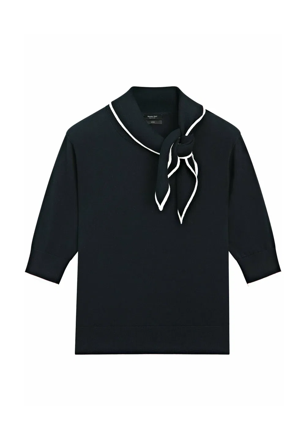 Вязаный свитер из 100% хлопка с отделкой в виде шарфа Massimo Dutti, Dark Blue — фото 4