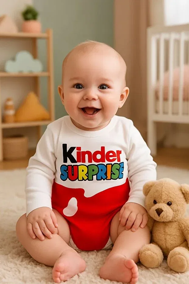Детское боди с длинным рукавом Kinder surprise Aki Moda Kids, White — фото 2