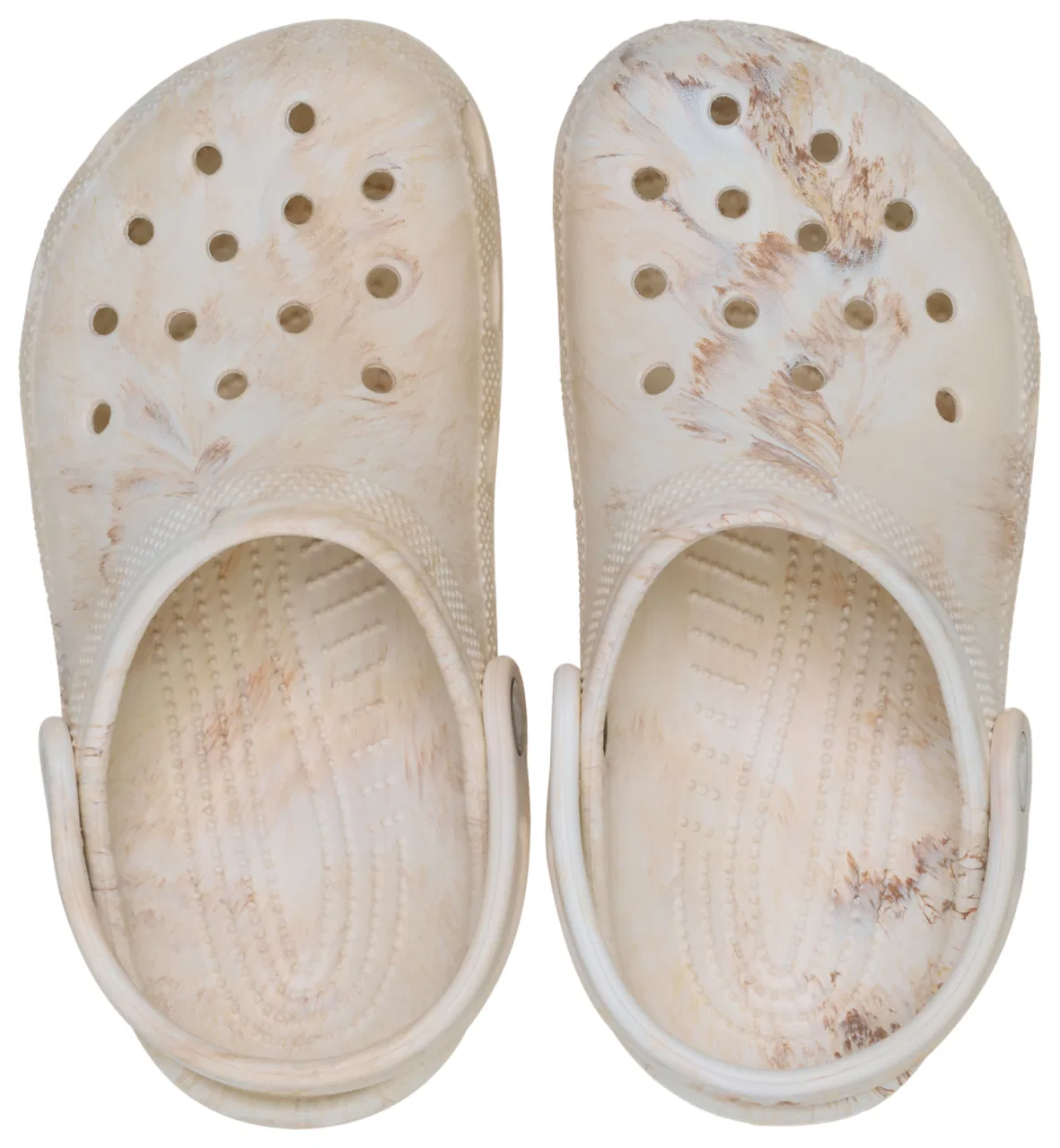 Детские клоги для мальчиков с эффектом мраморного акварельного принта Crocs Watercolor Marbled, Bone Swirl/Multi — фото 4