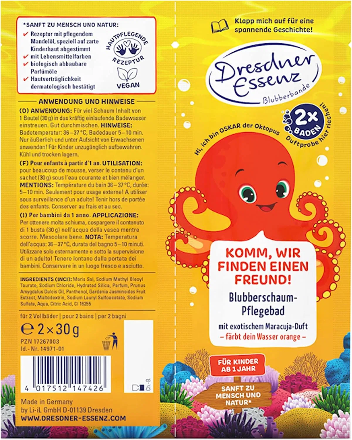 Детская пена для ванны Passion Fruit Fragrance, Dresdner Essenz, 60 г