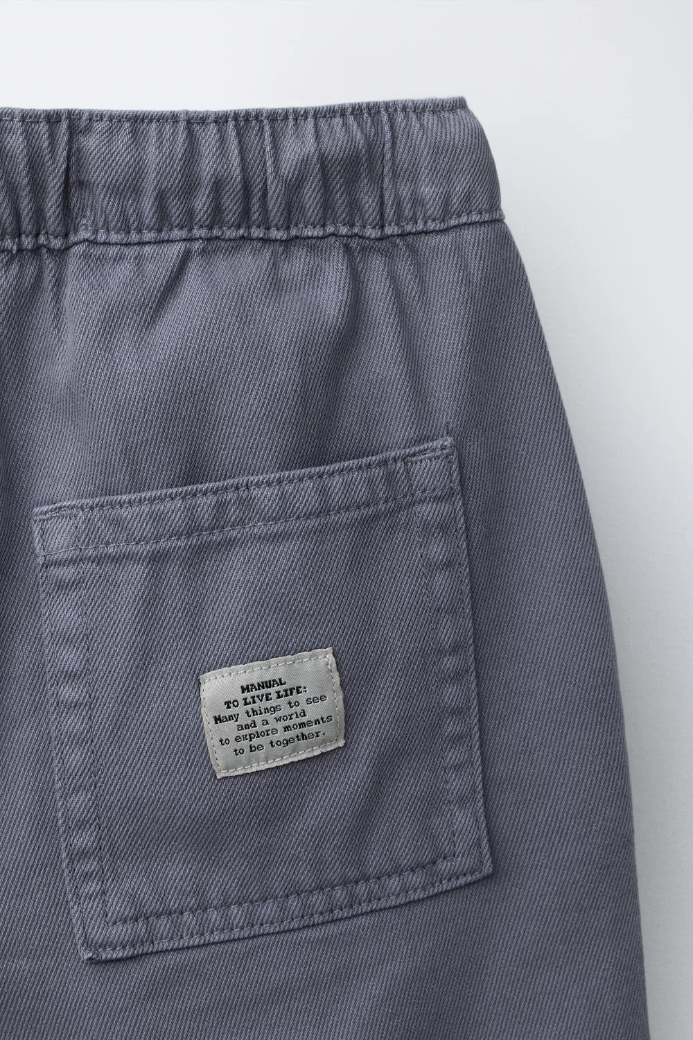 Свободные шорты-бермуды из саржи в стиле карго ZARA, Blue — фото 4