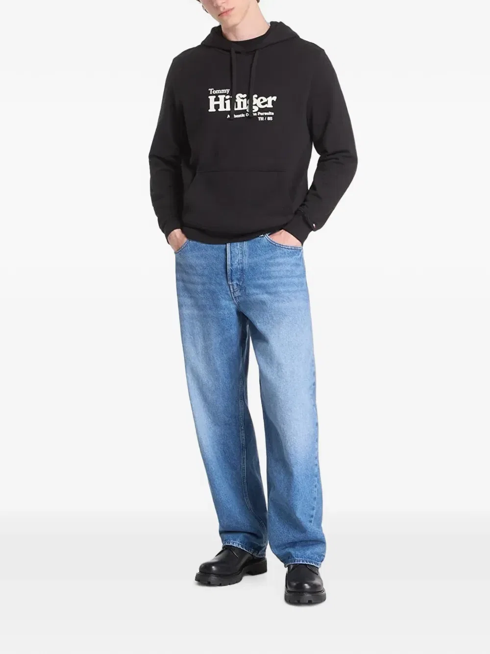 Худи на шнурках с логотипом Tommy Hilfiger, черный