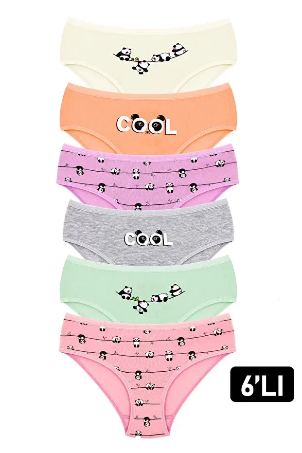 Детские трусы для девочек с принтом 6 шт Panda Öts, Color-4