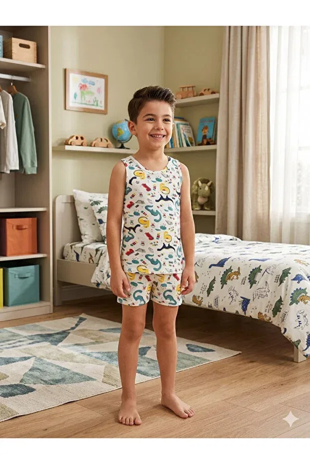Детский комплект для мальчиков с принтом Boxer Shorts Elmas Kids, White