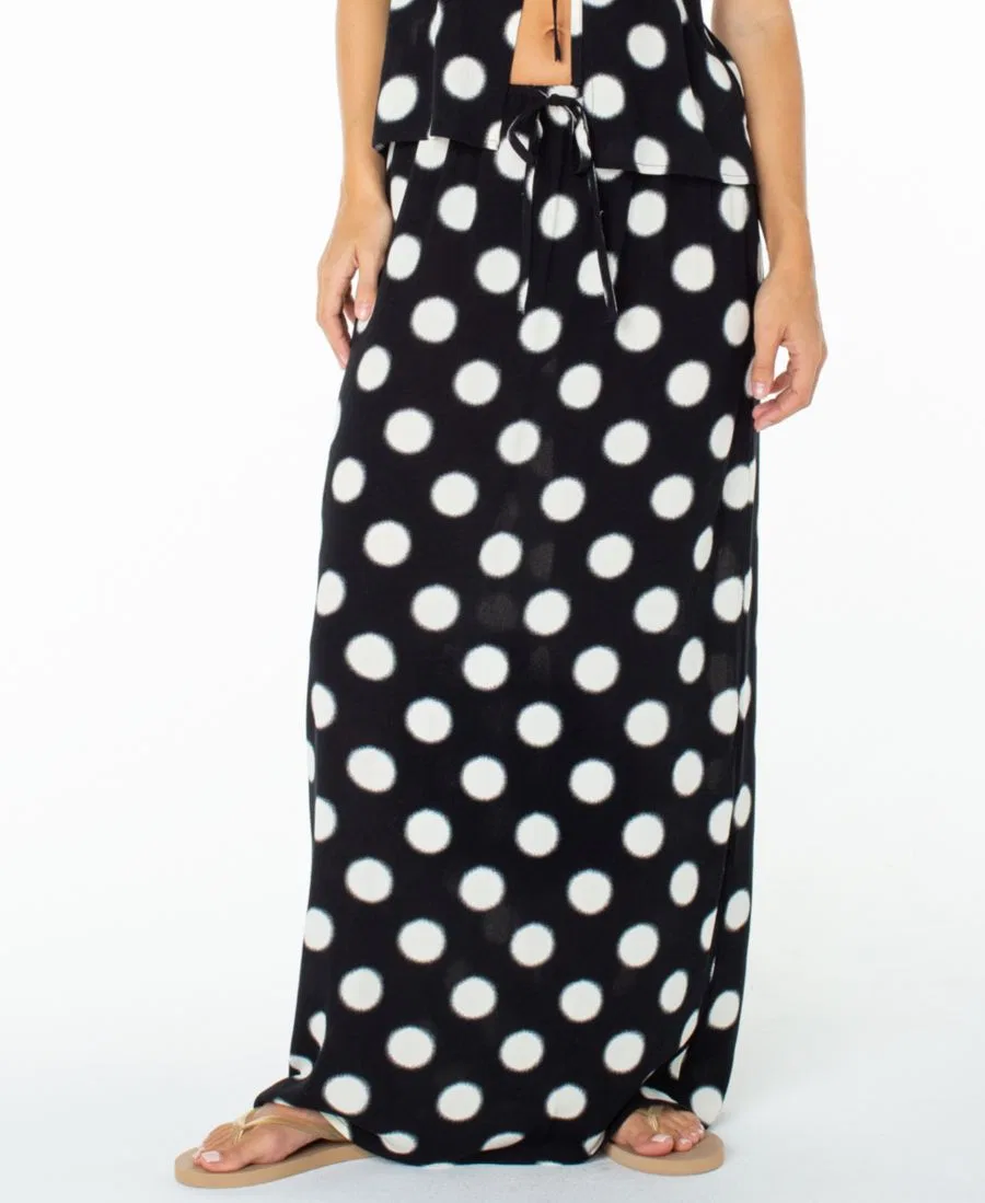 Юбка макси с принтом в горошек Iyla Polka-Dot Maxi Slit Skirt Roxy, Anthracite Soft Dot