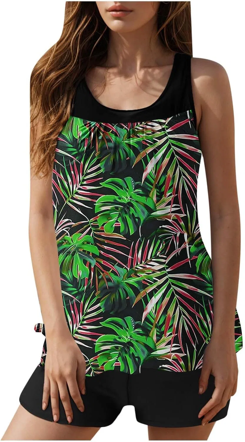 Женский танкини-комплект с завышенной талией Tropical Hawaii Beachwear, Green