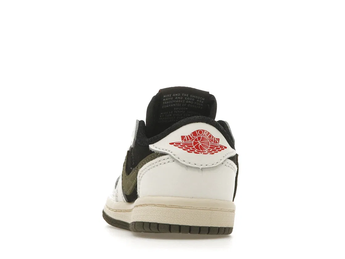Детские кроссовки с принтом Jordan 1 Retro Low OG SP Travis Scott Olive Jordan, Sail/University Red/Black/Medium Olive — фото 4