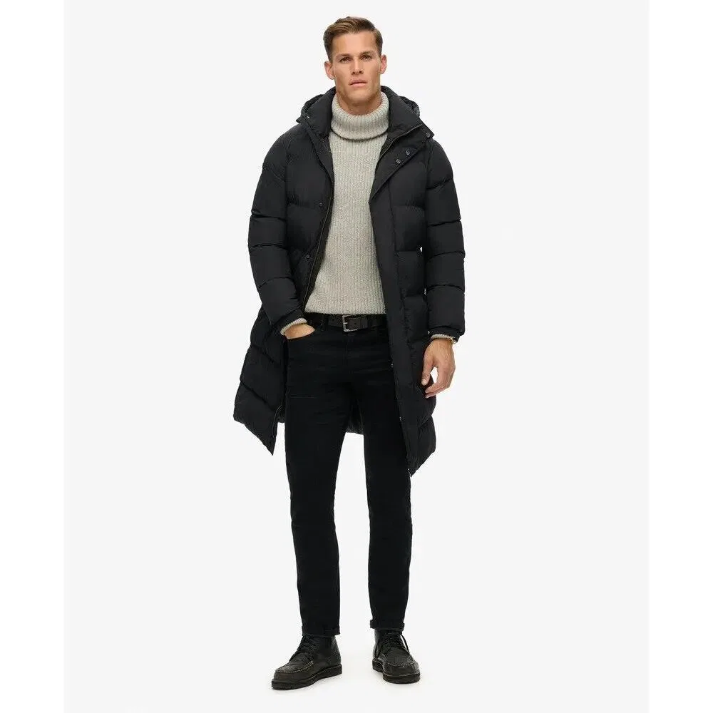 Женская длинная куртка с капюшоном Superdry, Schwarz — фото 3