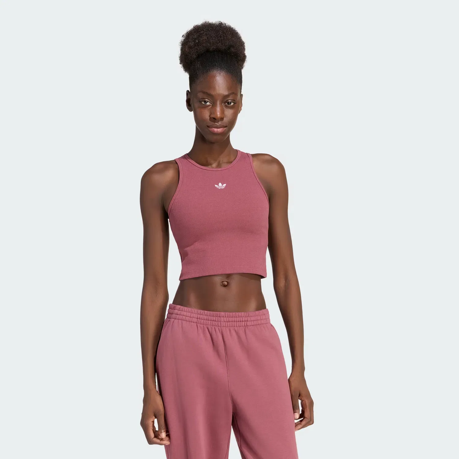 Женская майка в рубчик с круглым вырезом Essentials Rib Tank Top Adidas Originals, бордовый