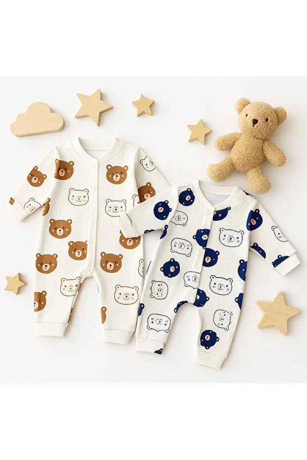Детский комбинезон для мальчиков с принтом Teddy Bear Patterned Aki Moda Kids, Blue — фото 2