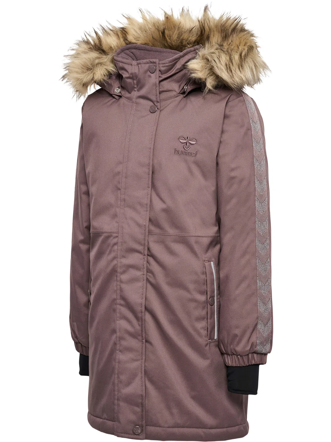 Детская куртка с принтом Hmlleaf Lifestyle Hummel, Carbongrau Taupebeige — фото 2