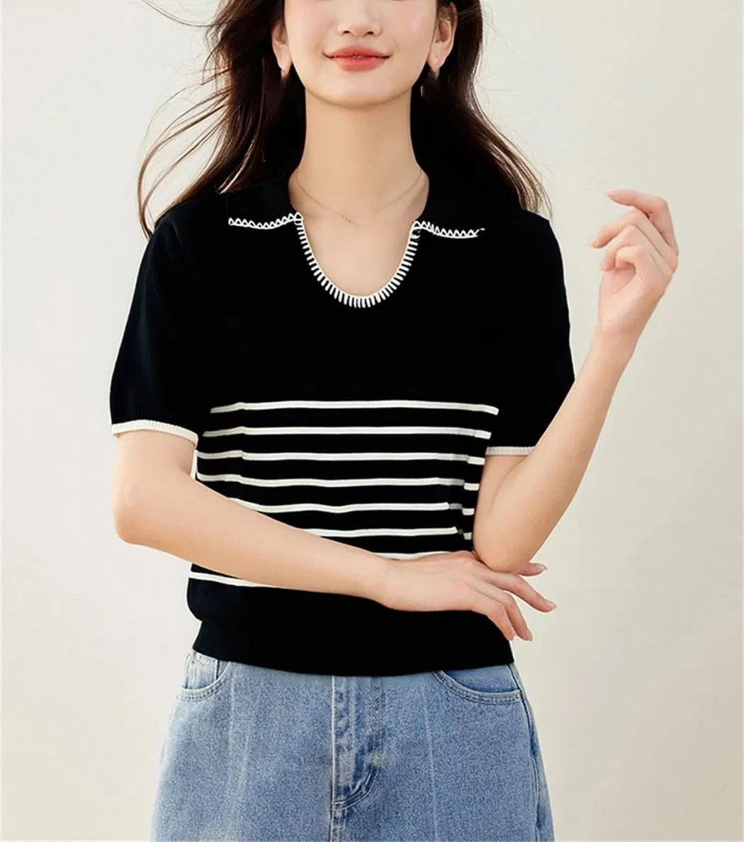 Женская футболка поло с воротником на пуговицах Regular Fit, Black — фото 3