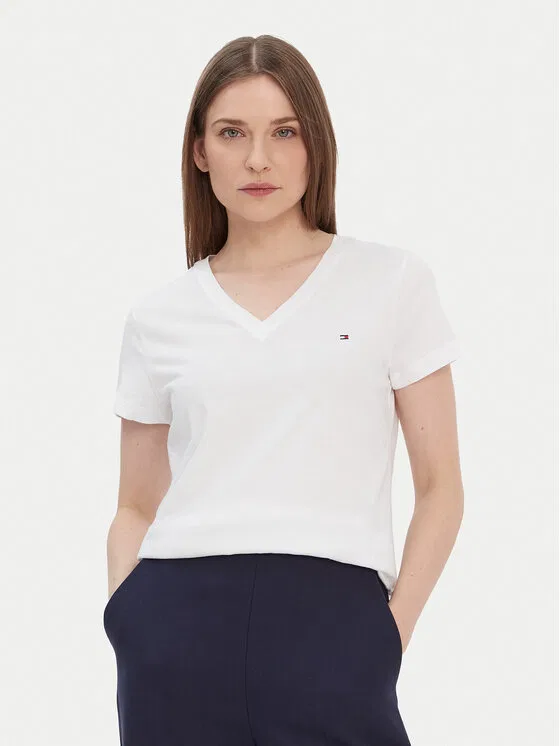 Футболка regular fit Heritage V-Neck Tee Tommy Hilfiger, белый