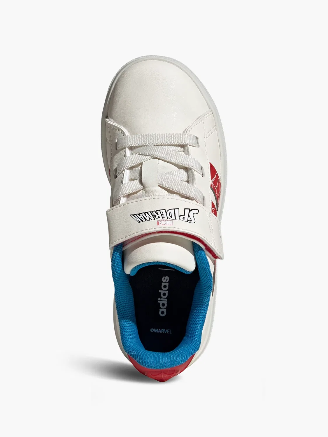 Детские кроссовки на липучках с пауком Marvel Adidas, белый — фото 2