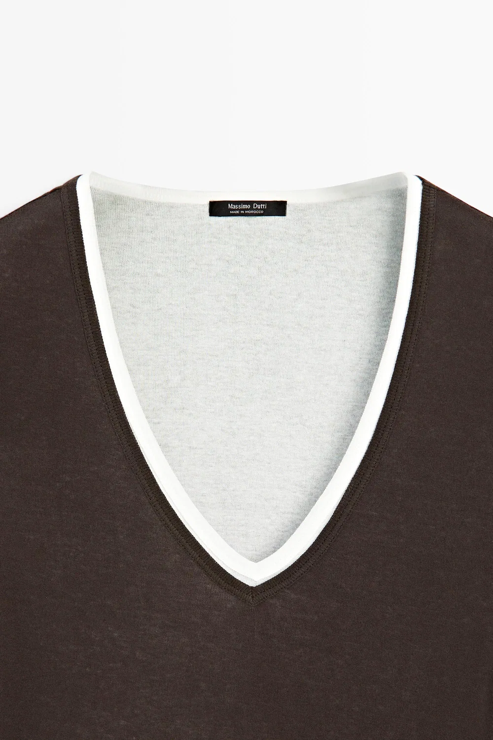 Футболка Massimo Dutti, двухслойная, коричневая — фото 4