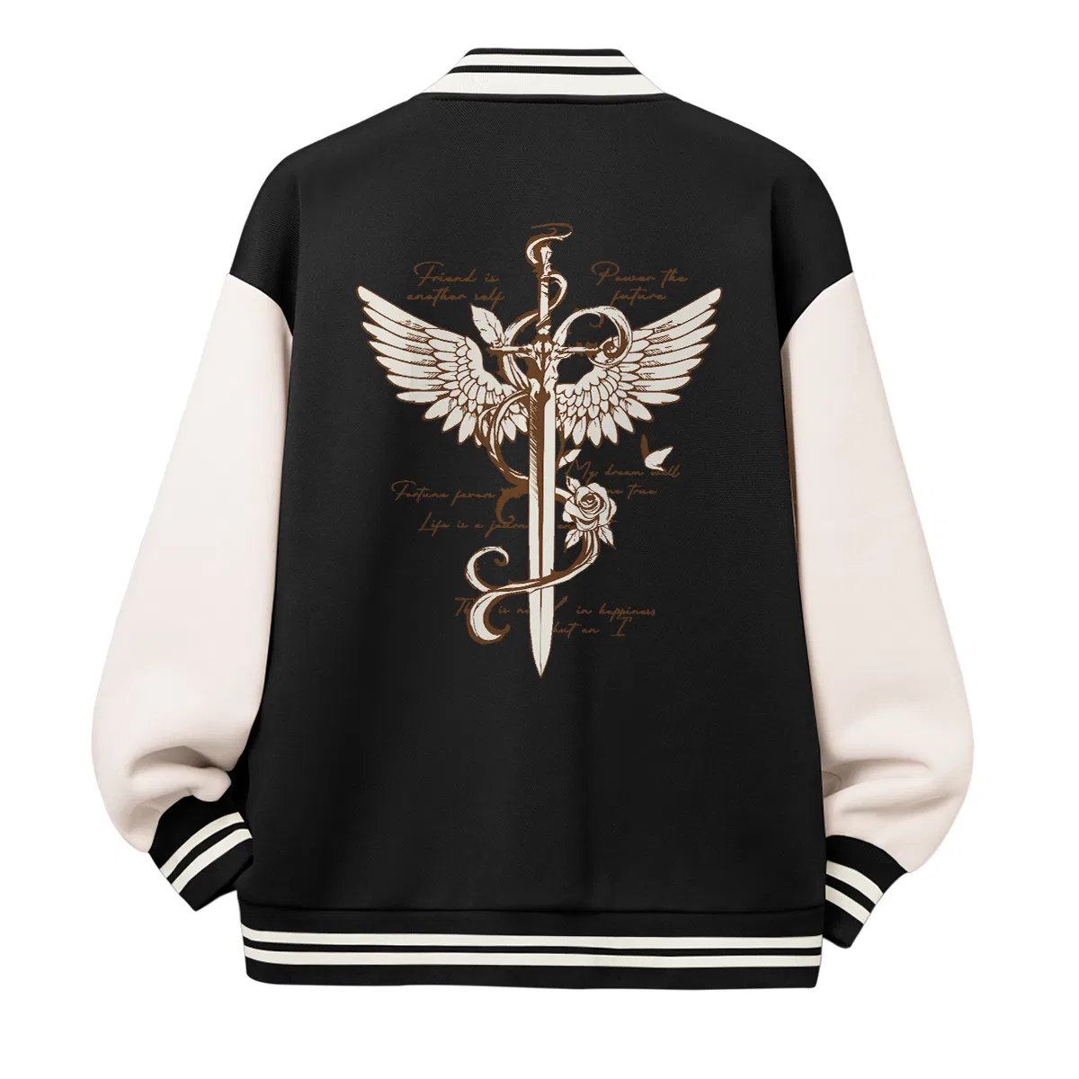 Детская бейсбольная куртка с начесом MINISO, Dark Gray (Y Angel Saint Sword Chest Badge) — фото 4
