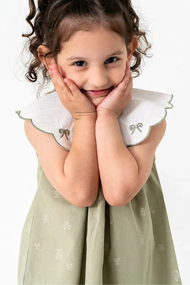 Детское платье для девочек с вышивкой Espadakids, Khaki — фото 3