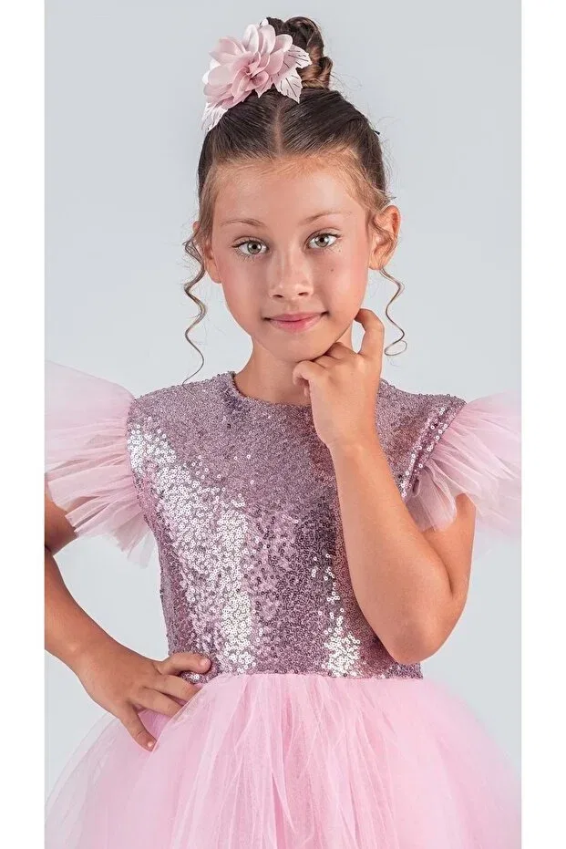 Детское платье для девочек из тюля Mnk Baby&Kids Dark Pink — фото 3