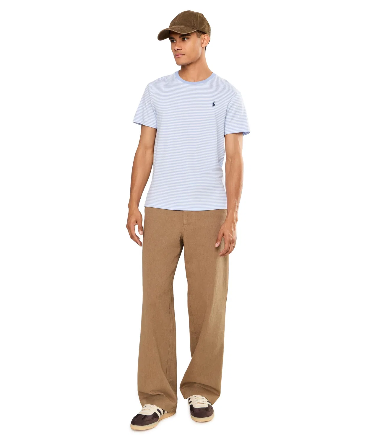 Футболка из мягкого хлопка приталенного кроя Polo Ralph Lauren, Pebble Blue/White — фото 2
