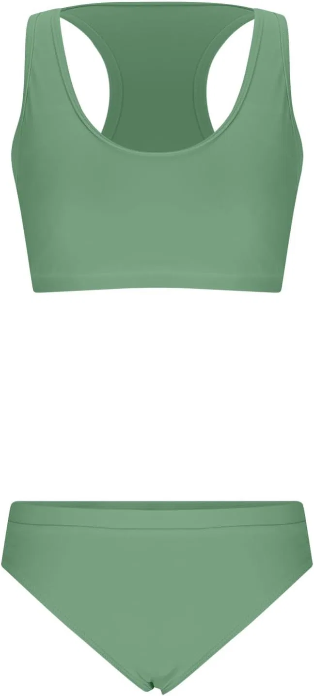 Женский спортивный купальник бикини с рашгардом, Army Green — фото 4