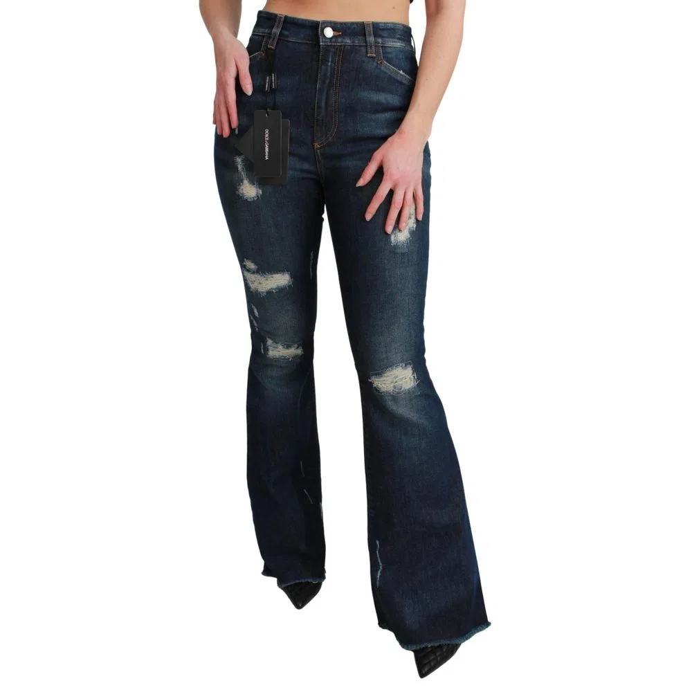 Женские джинсы-клеш с посадкой по фигуре Blue Cotton Flared Jeans Dolce & Gabbana, Blue