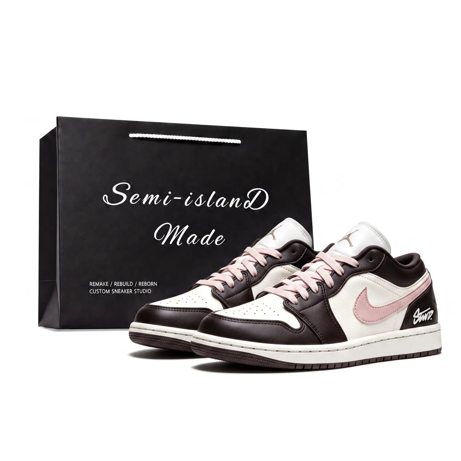 Кеды винтажные баскетбольные для девочек с цветовым блоком Dark Brown/Beige/Pink Jordan, Dark Brown