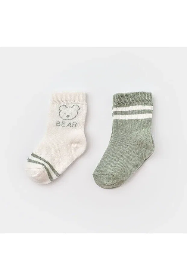 Детские носки для новорожденных хлопковые Bear 2 pack Biorganic, Green