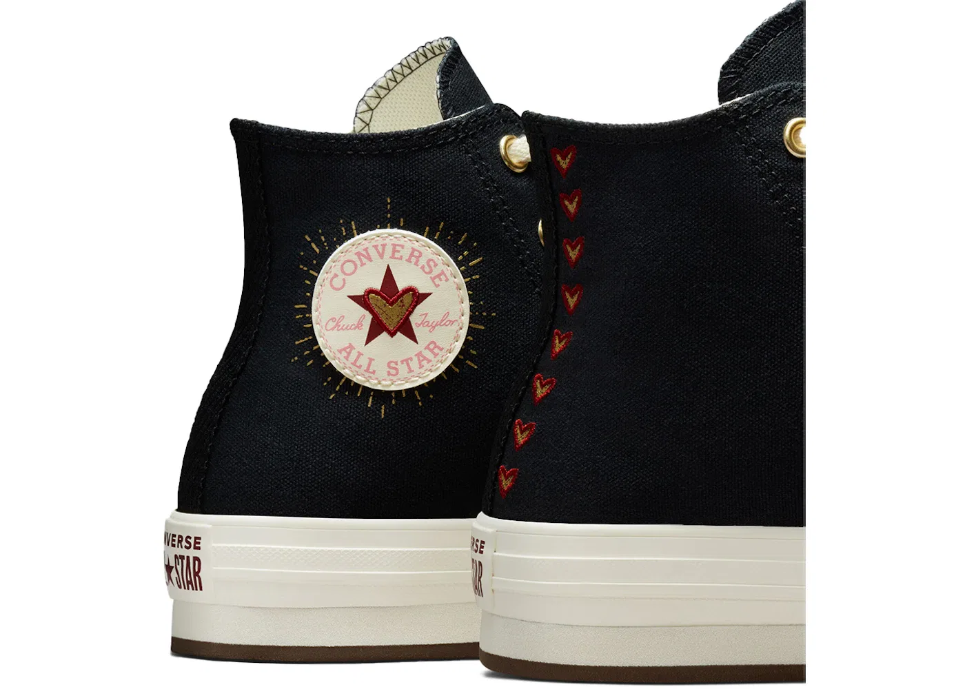 Детские кеды на платформе с принтом Converse Chuck Taylor Lift Platform Hi Valentine's Day Hearts (2023) (GS), Black/Egret/Back Ally Brick — фото 2