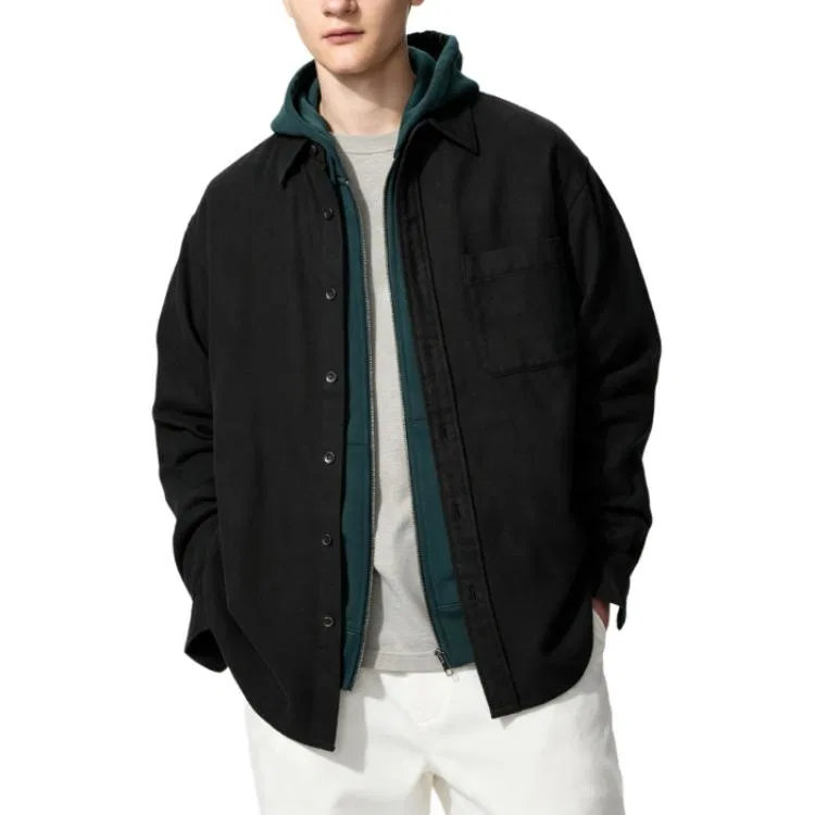 Мужская рубашка с длинным рукавом UNIQLO, Black