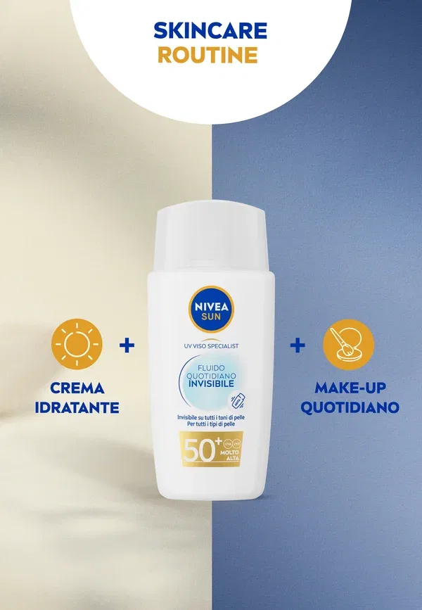 Солнцезащитный флюид SPF 50+ Fluido quotidiano invisibile solare spf 50+ 40 мл Nivea, transparent, 40 мл, прозрачный — фото 4