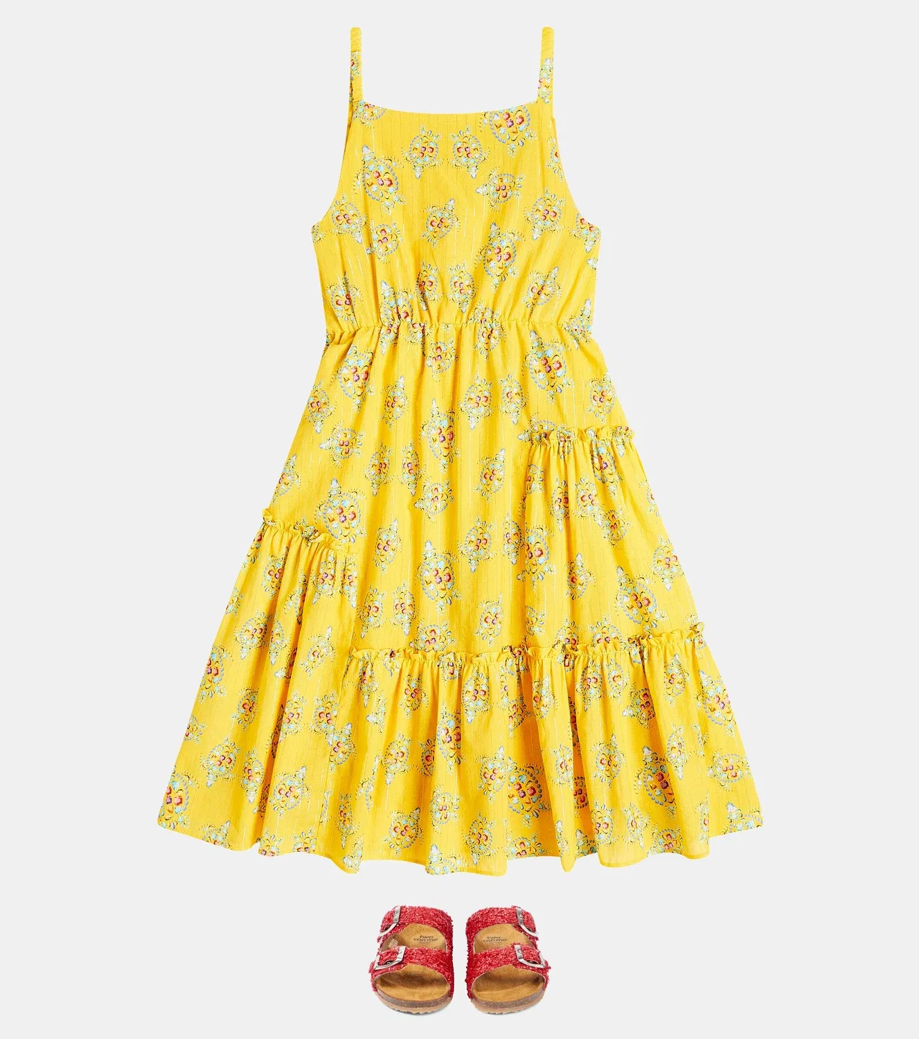 Платье хлопковое с жирафом Vilebrequin Kids, желтый — фото 2