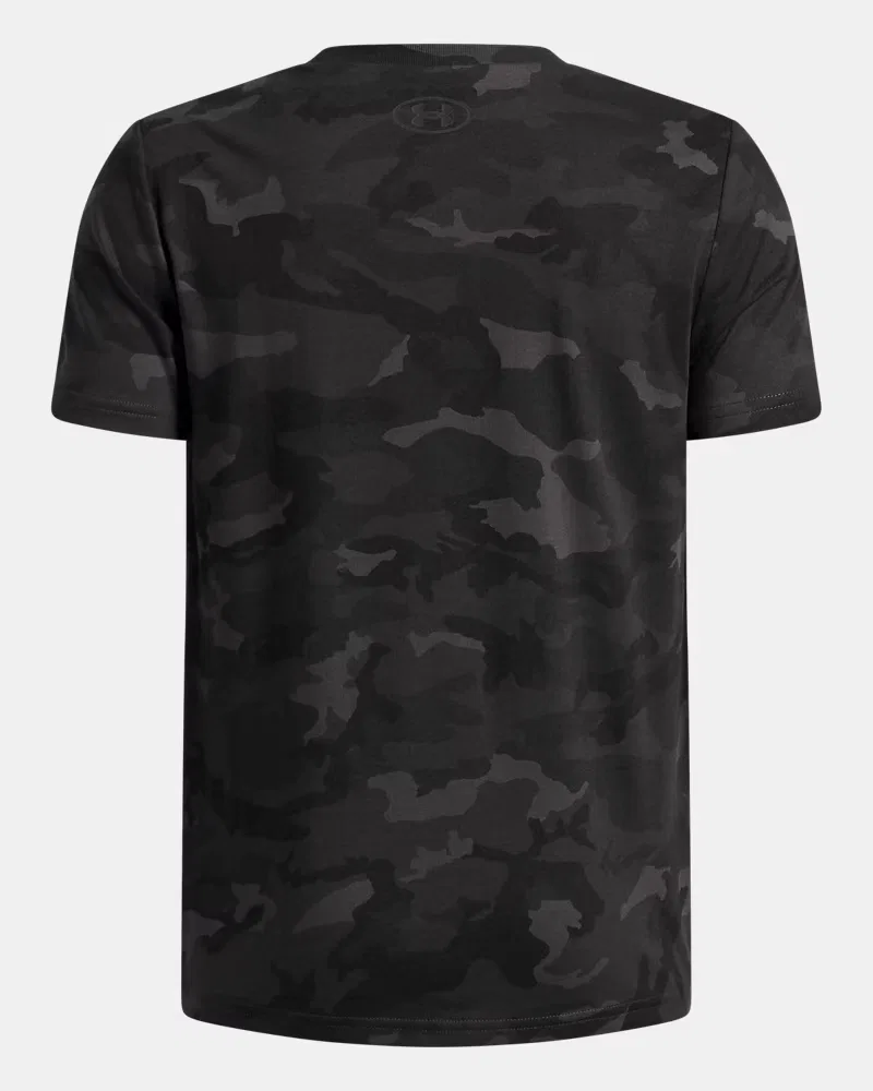 Футболка для мальчиков быстросохнущая UA Camo Printed UnderArmour, Black/White — фото 2