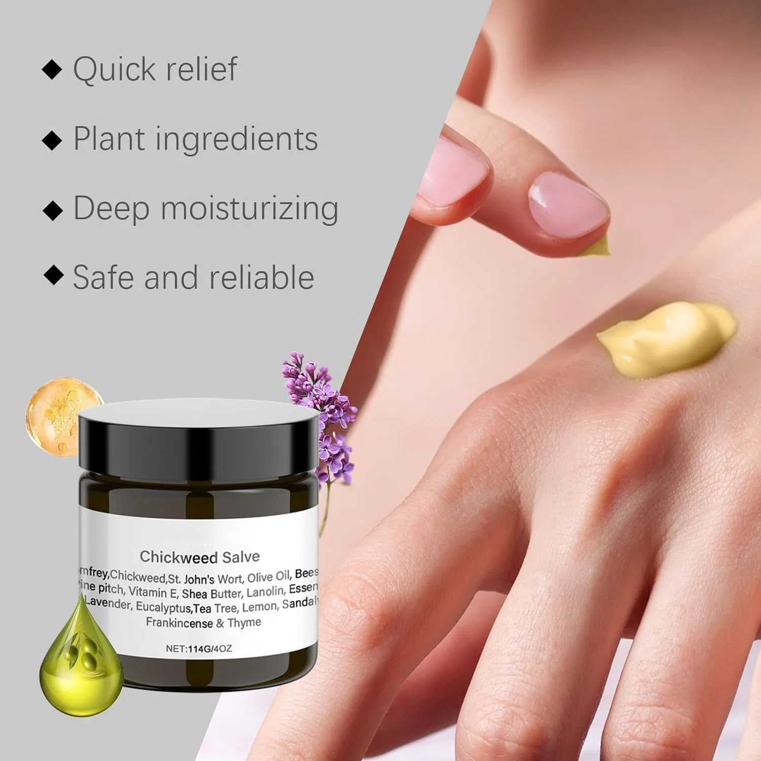 Крем для тела, Organic Chickweed Salve, Niblido, набор 3 шт., 114 г — фото 2