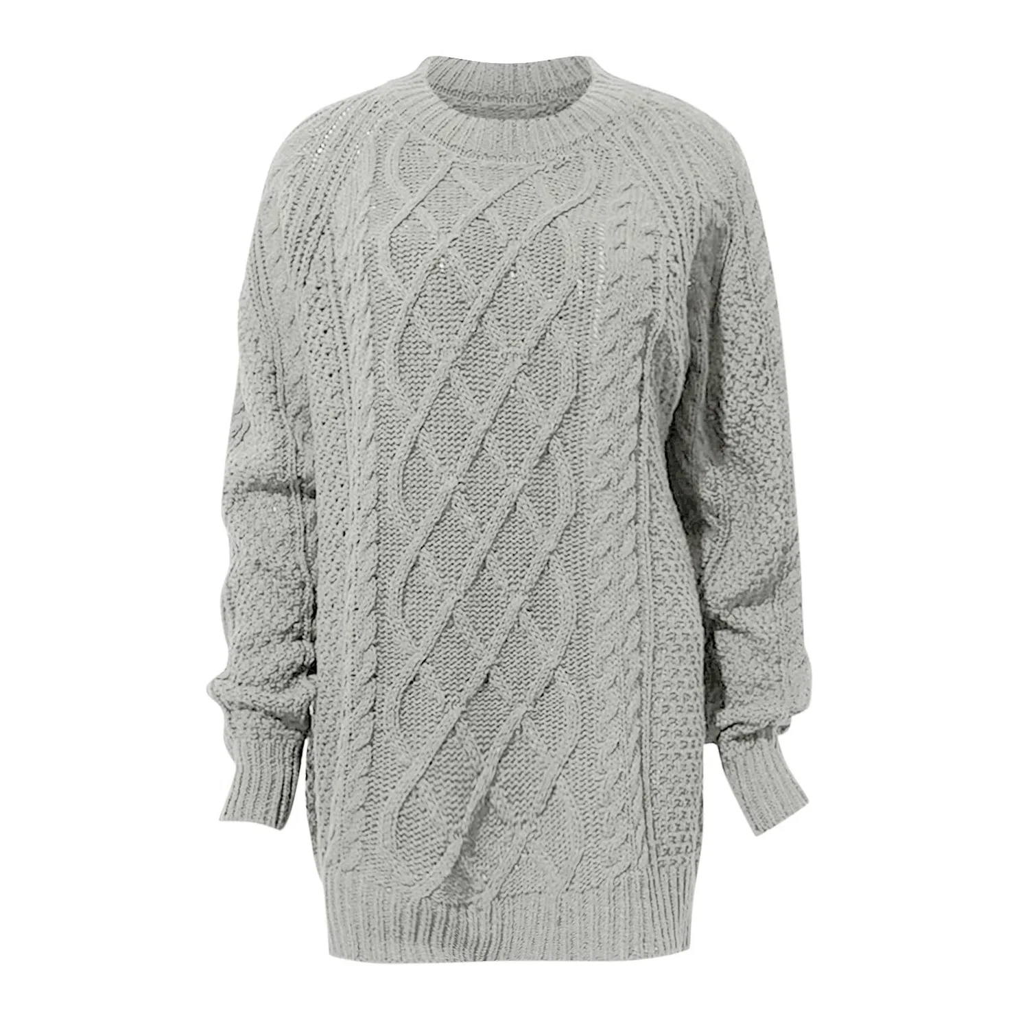 Женский свитер оверсайз с высоким воротом Chunky Knit Sweater, Grey — фото 4