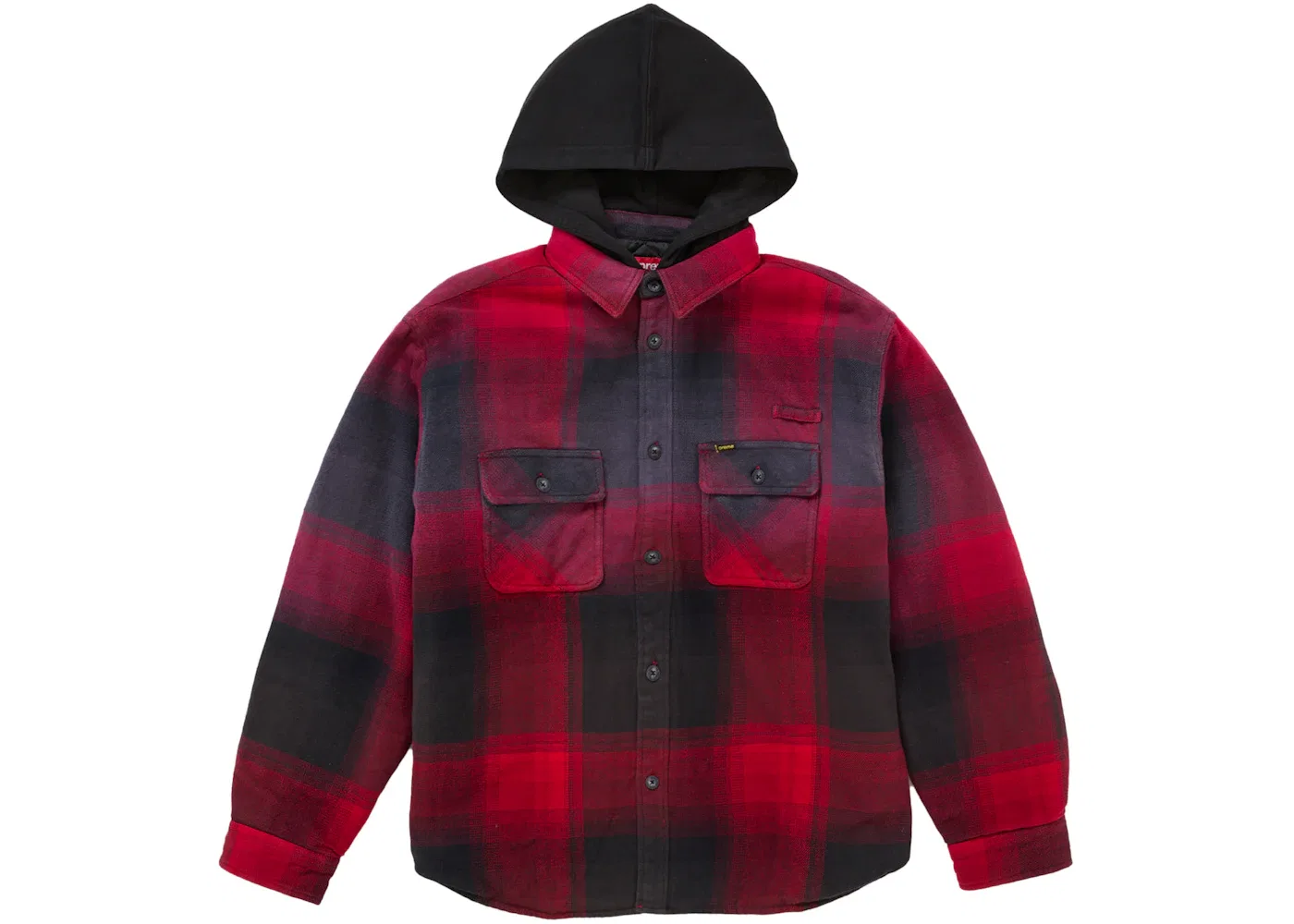 Мужская рубашка-фланель с капюшоном на подкладке Supreme, Red Plaid