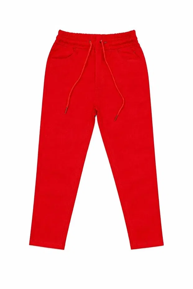 Детские брюки для девочек однотонные на поясе с завязками Redbug Kids, Red