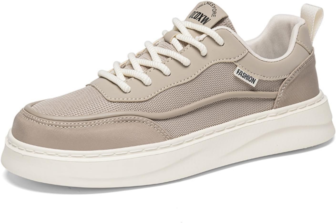 

Мужские повседневные белые кроссовки, легкие платформенные туфли с коричневыми акцентами, модные удобные кроссовки на шнуровке для ежедневной ходьбы Aokisx