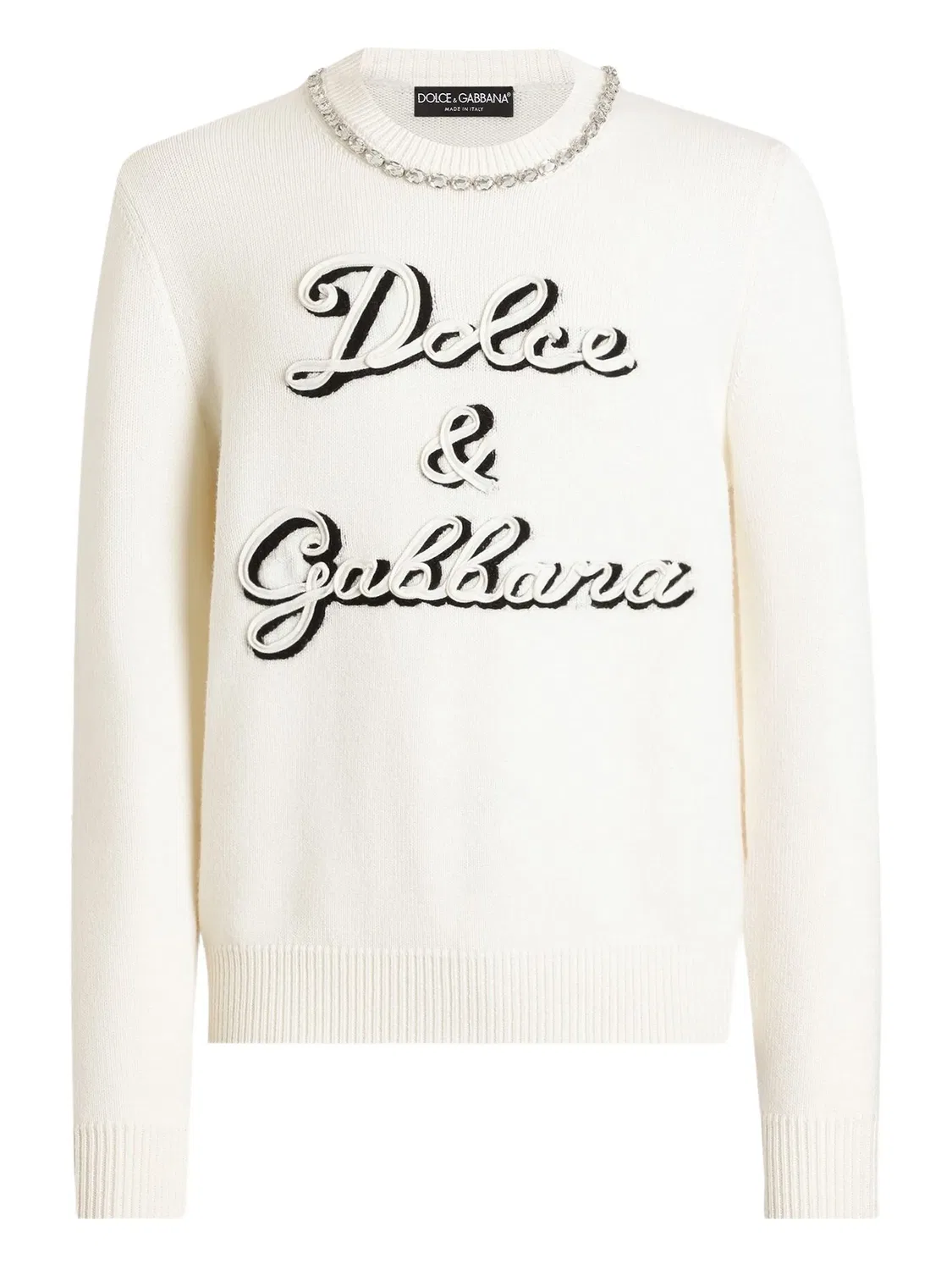 Свитер с украшенным логотипом Dolce & Gabbana, белый