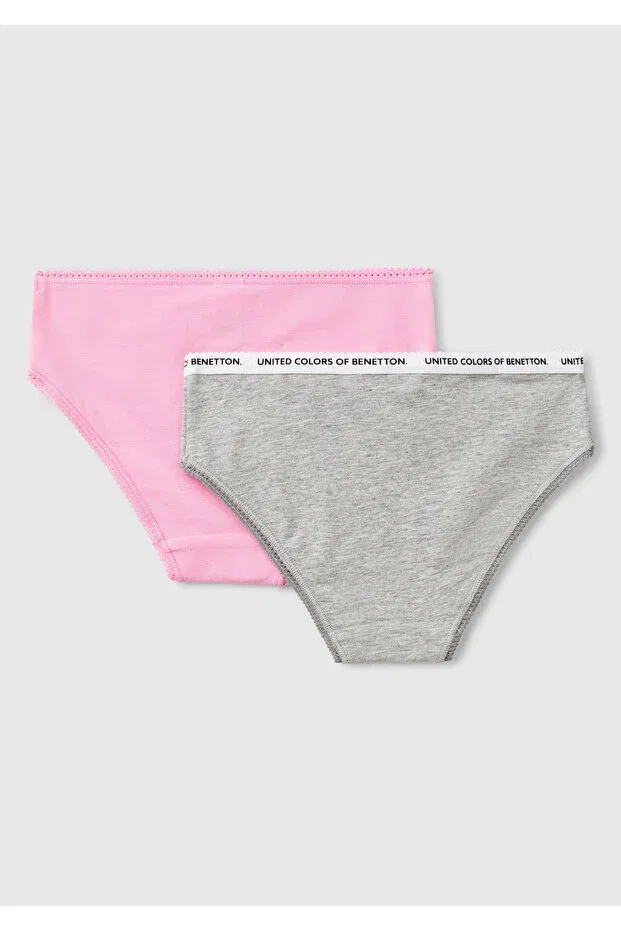 Детский комплект трусов для девочек с принтом 2-piece panties set United Colors Of Benetton, Pink — фото 2