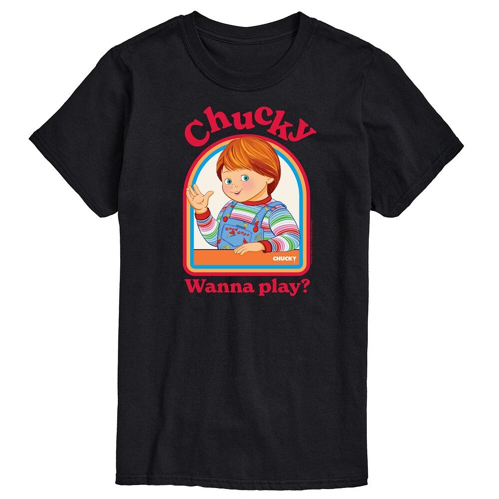 

Мужская футболка с рисунком Chucky Wanna Play Licensed Character, черный