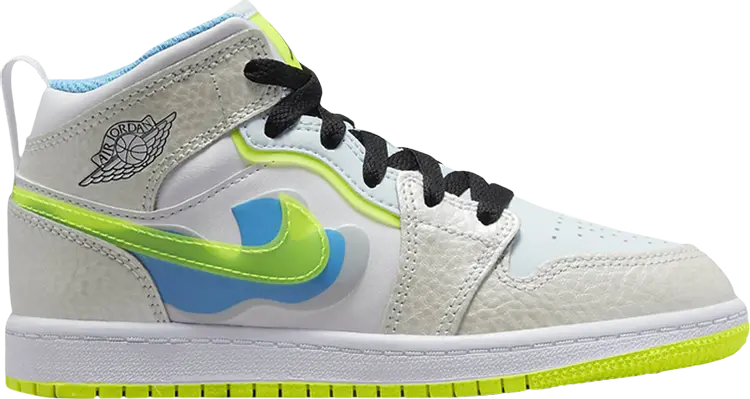 

Кроссовки Air Jordan 1 Mid SE PS 'Warped Swoosh', белый